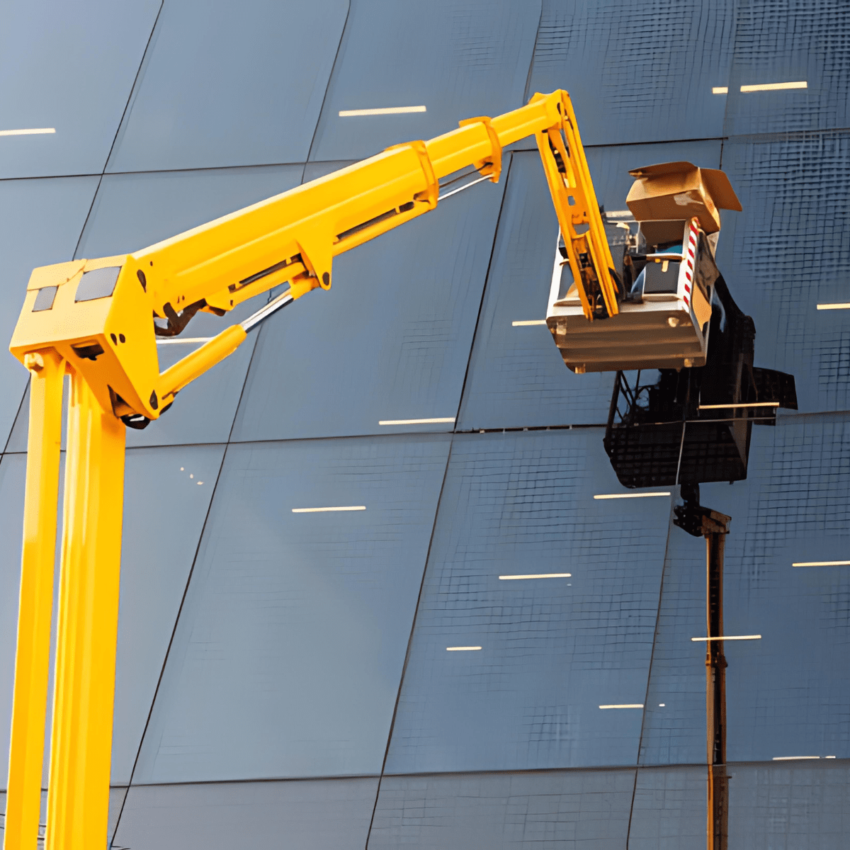 Hydraulic crane with commercial window cleaner